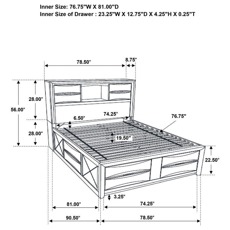 Briana Bookcase Platform Storage Bed