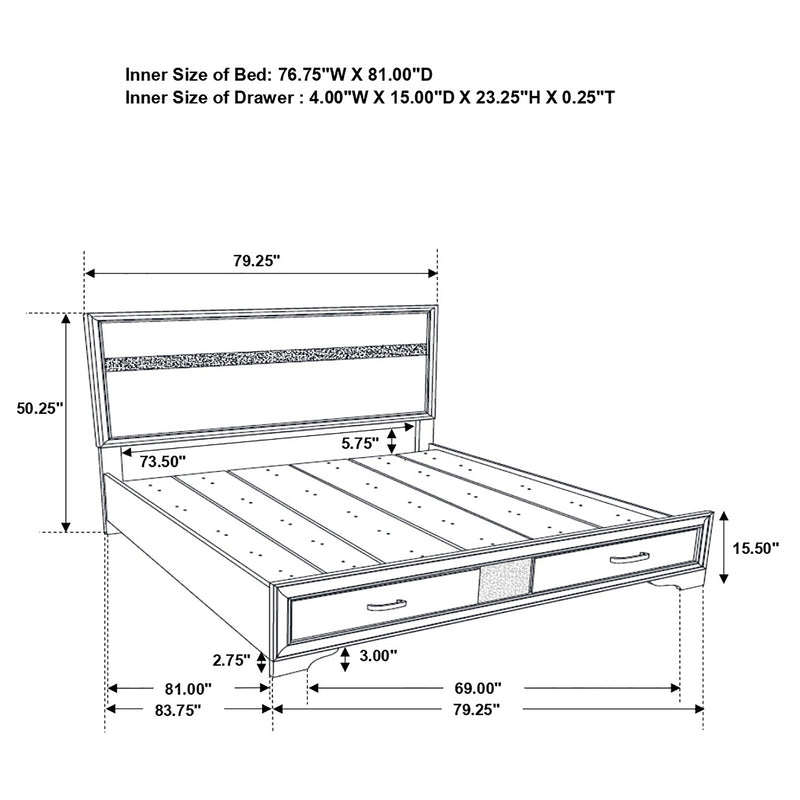 Miranda Panel Platform Storage Bed