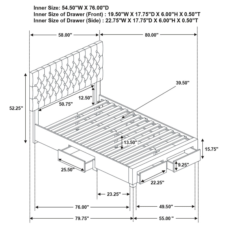 Soledad Panel Platform Storage Bed
