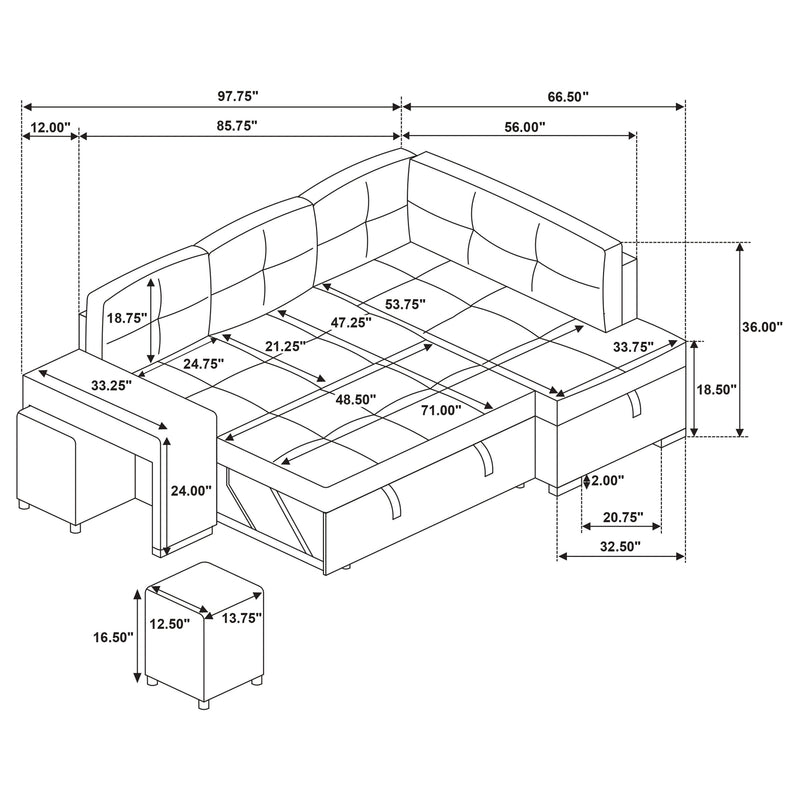Roanne Pull-Out Sleeper Sectional Sofa