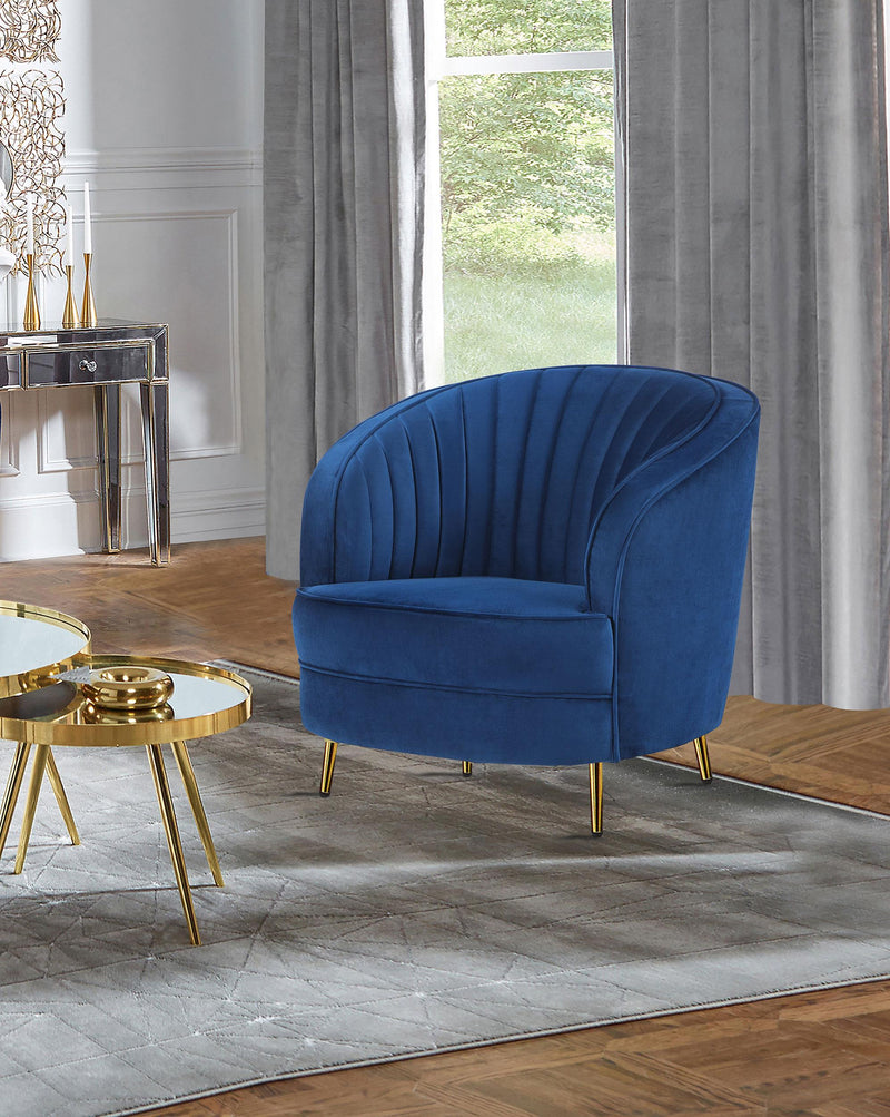 Sophia Upholstered Vertical Channel Tufted Chair Blue