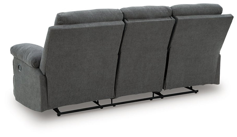 Side-Swipe Reclining Sofa with Drop Down Table