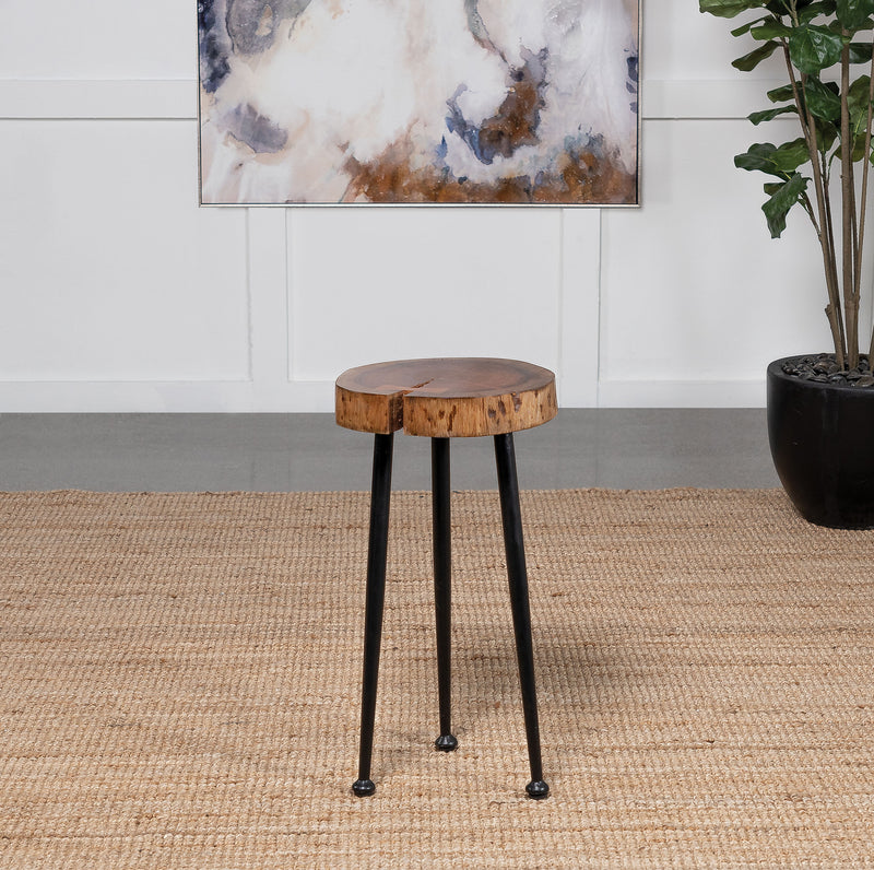 Keith Round Wood Top Side Table Natural and Black