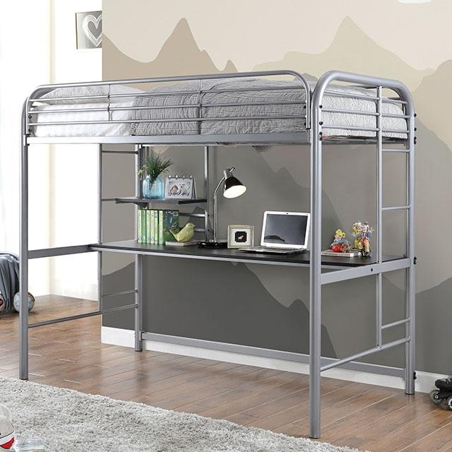 Opal Iii Black & Silver Twin Loft Bed