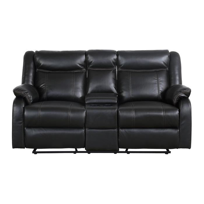 Jude Double Glider Recliner Loveseat in Black 8201BLK-2
