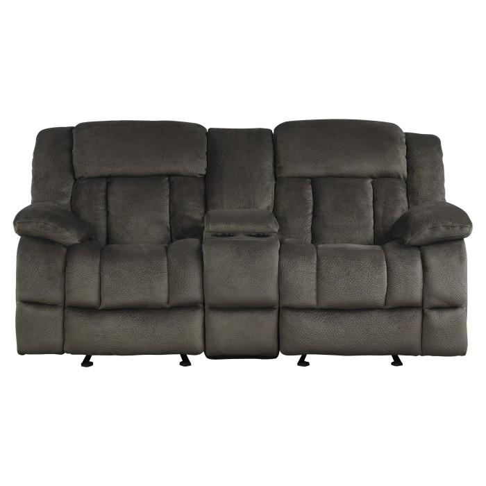 Laurelton Double Glider Reclining Loveseat w/ Center Console in Chocolate 9636-2