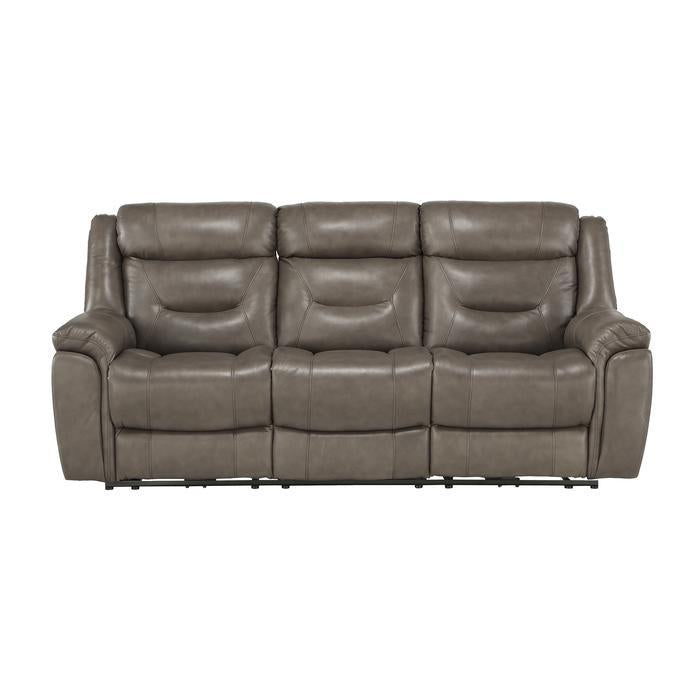 Danio Power Double Reclining Sofa with Power Headrests in Brownish Gray 9528BRG-3PWH