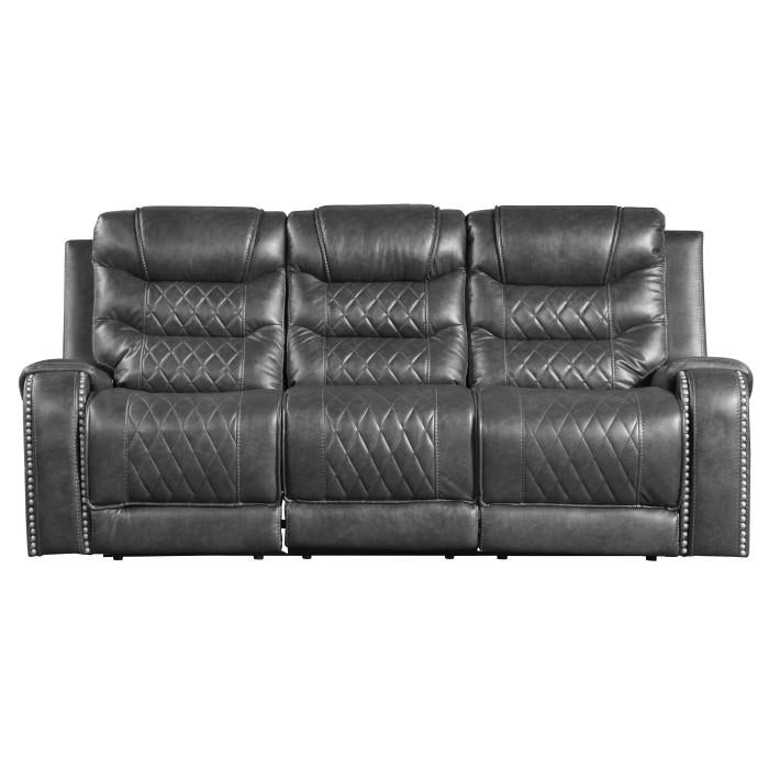 Putnam Power Double Reclining Sofa with Drop-Down in Gray 9405GY-3PW