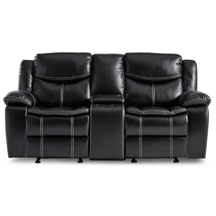 Bastrop Double Glider Reclining Loveseat in Black 8230BLK-2