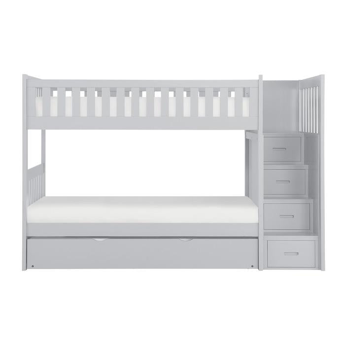 Orion Bunk Bed w/ Reversible Step Storage and Twin Trundle in Gray B2063SB-1*R