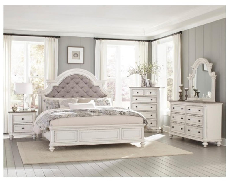 Baylesford King Upholstered Panel Bed in Antique White 1624KW-1EK*