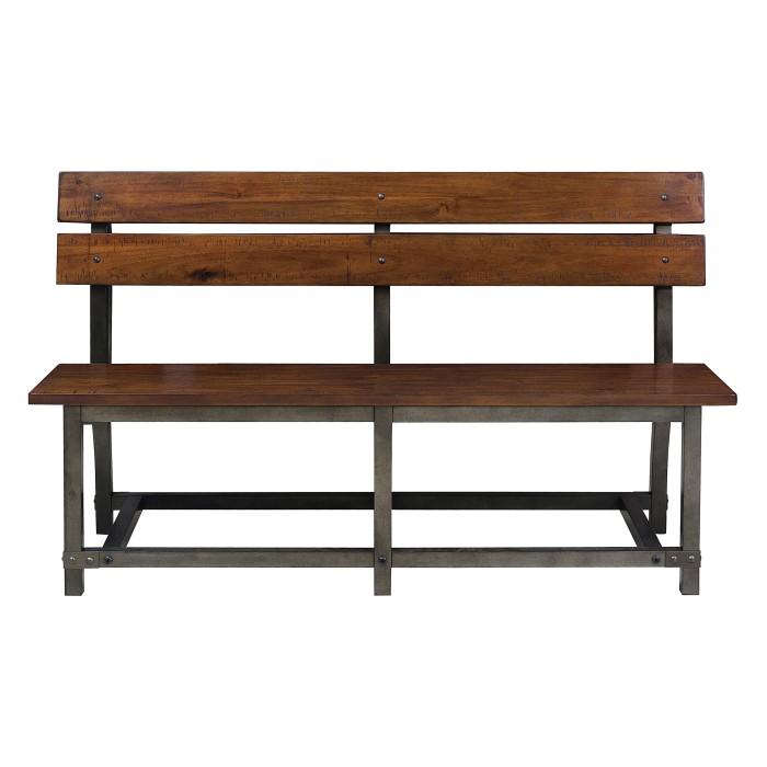 Holverson Bench w/ Back in Rustic Brown 1715-BH