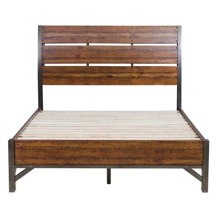 Holverson King Platform Bed in Rustic Brown & Gunmetal 1715K-1EK*